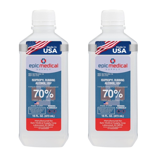 [BRSRMH33B4DRUYDF] 70% Isopropyl Alcohol 70 Percent Rubbing Alcohol 70 Percent USP, 16 oz. Bottle, Multipurpose First Aid Antiseptic for Minor Wounds, Cuts, Scrapes and Burns | Home Cleaning and First Aid Tool (2)
