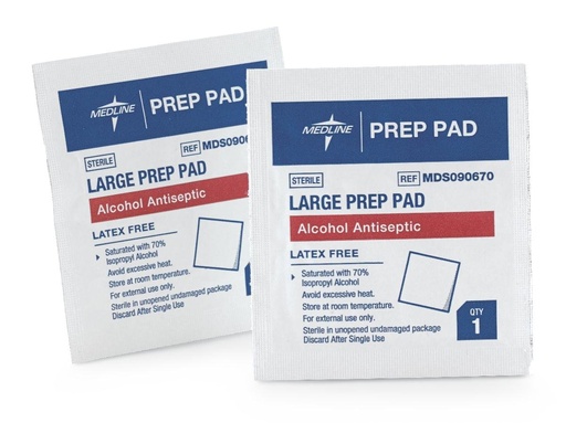 [BRSWIHIEAV6BG3D6] Medline MDS090670 Sterile Alcohol Pre Pads, Large (Case of 1000)