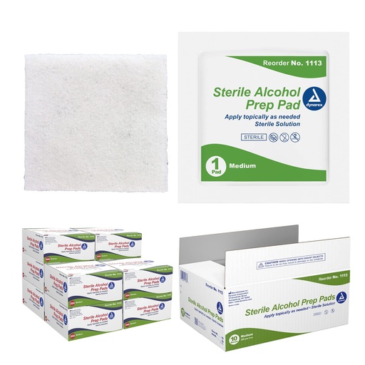 [BRSWIBA2O4HW22D2] Dynarex 1113-CS Latex Free Sterile Alcohol Preparation Pad, 4.2 Pound (Pack of 2000)