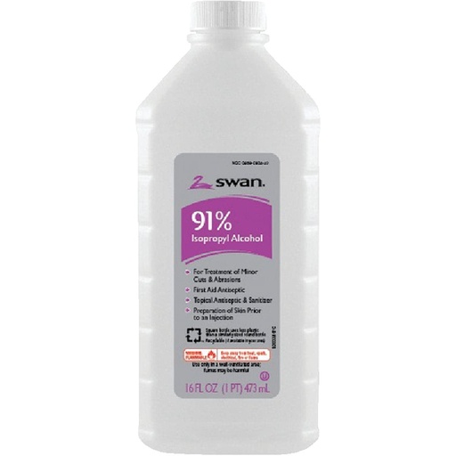 [BRSWIFD4DEAQM23U] Vi-Jon Swan 91% Isopropyl Rubbing Alcohol, 16 Oz. - 1 Each
