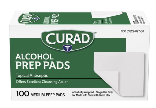 [BRSWIEAFCINBUCDM] CURAD Medium 2-Ply Sterile Alcohol Prep Pads, Essential for First Aid Kits, 100/Box, Pack of 30
