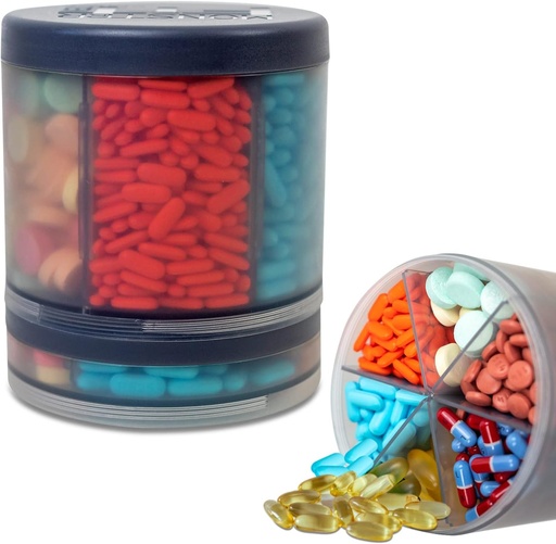 [BRSRMEIEBYHWOHQU] Monster Extra-Large Pill Organizer (5” Tall x 4.25” Wide) – 10 Adjustable Compartments, Easy Dispense Medication & Supplement Dispenser, Monster Fit 10