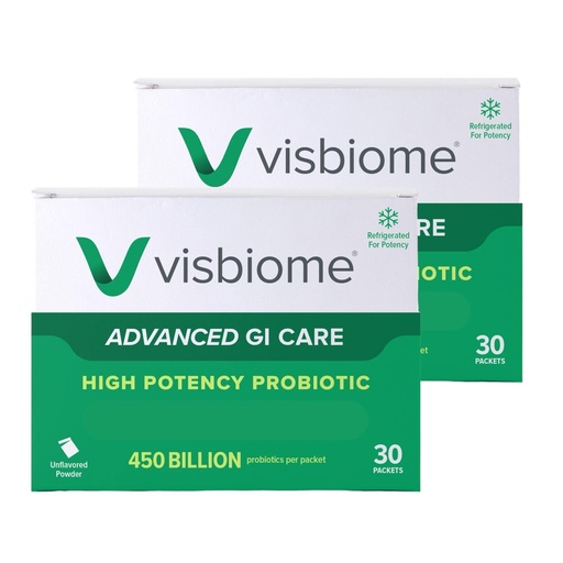 [BRSWG2Q2BEDWCADX] Visbiome® Advanced GI Care - High Potency Probiotic - 450 Billion CFU Live Probiotics, Original De Simone Formulation, 60 Packets of Unflavored Powder.