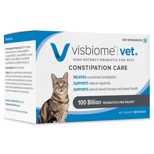 [BRSREBIHOYMBUEL7] Visbiome® Vet Constipation Care High Potency Probiotic for Cats – 100B CFU, 8-Strain Slab51® Formula – Refrigerated, Veterinarian Recommended Clean Label Certified – 30 Packets