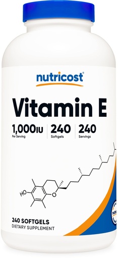 [BRSRGAAKOIBBEH3A] Nutricost Vitamin E 1,000 IU (450mg) 240 Softgels - GMO-Free, Gluten-Free