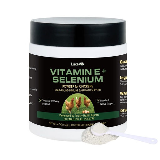 [BRSREAITPMPWYEY3] Selenium & Vitamin E Powder for Chickens, Selenium for Chickens, Immune System, Muscle Support & Prevents, Improve Wry Neck, Selenium, Vitamin E Supplements, Suitable for All Poultry