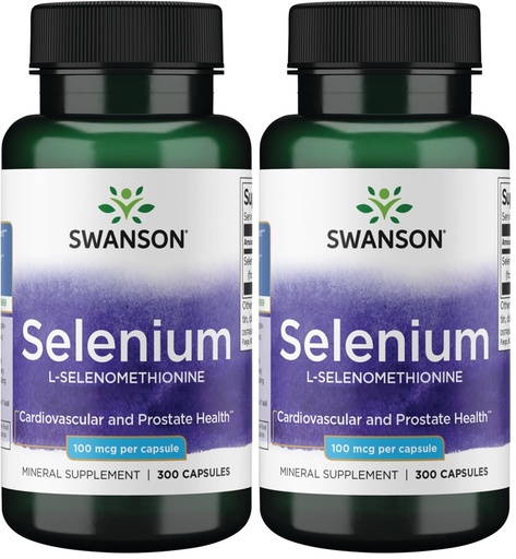 [BRSREADROQAWC3LD] Swanson Selenium (L-Selenomethionine) - Herbal Supplement Promoting Heart Health & Prostate Health - May Support Immune System & Thyroid Health - (300 Capsules, 100mcg Each) (Pack of 2)