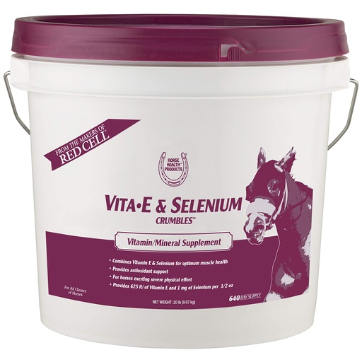 [BRSWIYQAOIDGMCTO] Horse Health Vita E & Selenium Crumbles Vitamin Supplement, Supports Optimal Muscle Health & Antioxidant Support, Selenium and Vitamin E Supplements for Horses, 20 lb