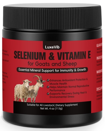 [BRSRGZD5DIAROELF] E and S Livestock Vitality Formula | Selenium for Goats, Sheep & All Livestock | Nutrient Support Powder for Energy Balance and Mobility | Feed Mix Additive for Healthy Growth, 4 oz(113 g)