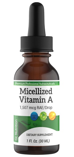 [BRSWKFY7OUBW22LG] Micellized Vitamin A Drops | Liquid Vitamin A Supplement for Men & Women | Premium Liquid Palmitate & Beta Carotene Drops - 1,507mcg RAE | 5025IU per Drop | 1 Oz