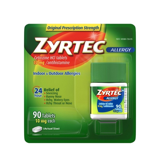 [BRSWYGA6BANRGFYV] Zyrtec 24 Hour Allergy Relief Tablets - 10mg, 90 ct