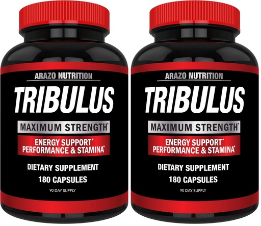 [BRSRGGQZCR6BSYLX] Arazo Nutrition Tribulus Terrestris 1500mg Extract Powder – 180 Capsules - Energy Booster with Estrogen Blocker (Pack of 2)