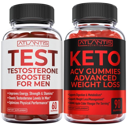 [BRSROZA7BF6GAH33] Atlantis Nutrition Testosterone Booster 60 Gummies + Keto Apple Cider Vinegar 90 Gummies