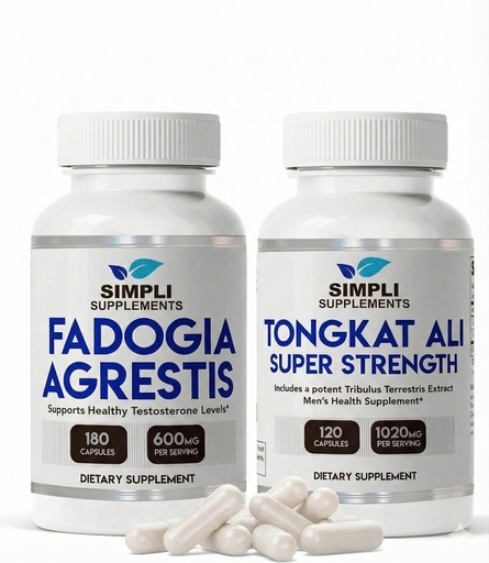 [BRSREGALBEIRQ3LK] Simpli Supplements Fadogia Agrestis 600mg + Tongkat Ali 200:1 Stack | Natural Testosterone, Energy, Stamina & Performance Support | 300 Capsules Total