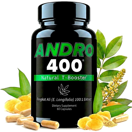 [BRSWYZL3BYPRAEQY] Andro400 Natural T Booster Supplements for Men – Traditional Tongkat Ali (Eurycoma Longifolia) 100:1 Extract – Herbal Formula for Energy, Stamina, & Metabolic Support – 1 Pack, 60 Capsules