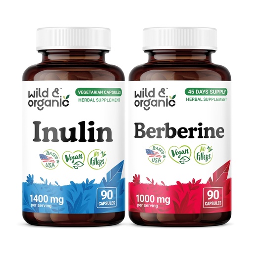 [BRSRGHYROYHQY3LK] Wild & Organic Inulin 90 Capsules & Berberine 90 Capsules