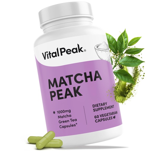 [BRSREHT6DICGKF3A] Matcha Peak 1000mg - Organic Matcha Green Tea Extract for Weight Loss Support - EGCG Supplements - Vegan, Non GMO, Gluten Free Green Tea Pills - 60 Green Tea Supplement Capsules