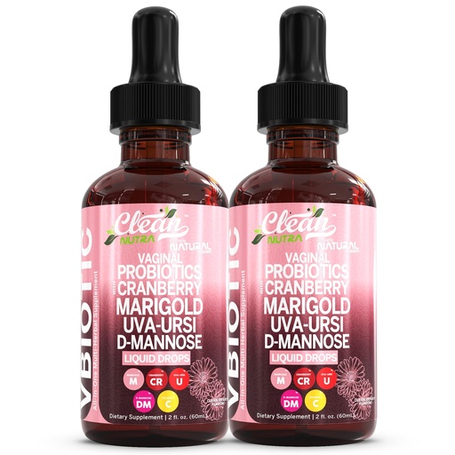 [BRSRAGIQDEBQ4FD4] VBiotic Vaginal Probiotic for Women Liquid Drops | Womens Probiotics | Cranberry Uva Ursi Horsetail D-Mannose Prebiotics Marigold & Black Cohosh Vaginal Health Supplement | pH Balance | By Clean Nutra