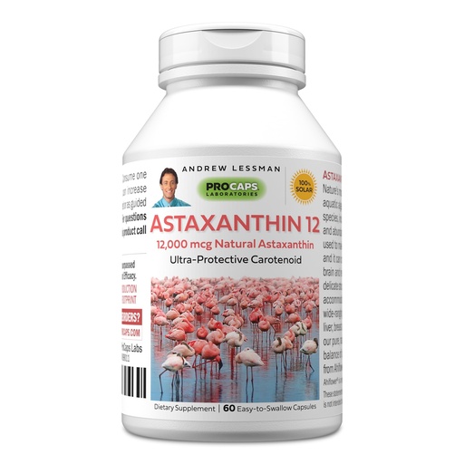 [BRSWY2QLCQMRYCDZ] ANDREW LESSMAN Astaxanthin 12mg - 60 Softgels - 12000 mcg Natural Astaxanthin, Powerful Anti-Oxidant Carotenoid. Protection for Eyes, Heart, Skin and More. No Additives. Easy to Swallow Softgels