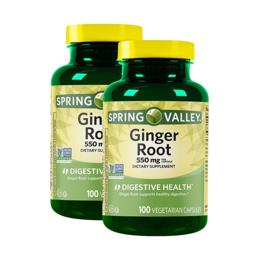 [BRSREHAFCJYRE3DA] Ginger Root 550mg – 100 Vegetarian Capsules, Organic Ginger Root Powder Supplement, Ginger Extract, Ginger Supplements Halal and Kosher, Gluten Free (Pack of 2)