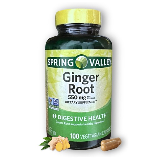 [BRSRAAYNDMOWK3L2] Ginger Root 550mg- Organic Supplements 100 Capsules (Pack of 1)