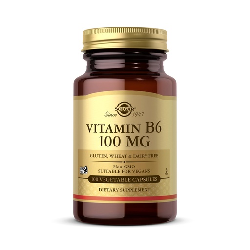 [BRSWIYQ4CEPAGFD2] Solgar, Vitamin B6 100 Mg Vegetable Capsules, Count