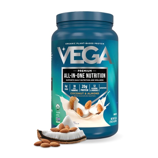 [BRSWG2YDPJ6QO2A2] Vega All-in-One Nutrition Organic Vegan Protein Powder – Coconut Almond, 20g Protein Meal Replacement Shake – 1.52lbs (18 Servings)
