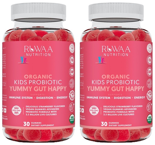 [BRSRO2QKDMBGO3LX] RUWAA NUTRITION Probiotic Gummies. Organic Kids Probiotic Chewable for Digestive Health & Immunity. Kids Pre & Probiotics Vitamins. No Allergens, Gluten-Free, Non-GMO, Probiotic for Children 60ct (2)