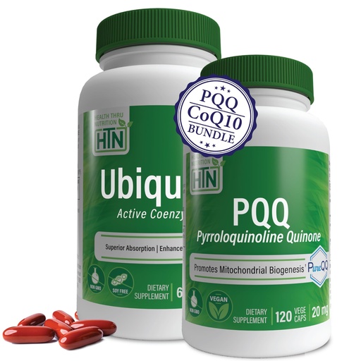 [BRSWYEI2OJ6BQAI2] Health Thru Nutrition HTN Ubiquinol + PQQ Bundle: 20mg Pyrroloquinoline Quinone & 100mg Kaneka Ubiquinol (120 Servings Each)
