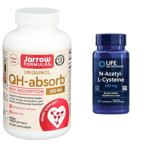 [BRSROBIPA56AMHL7] Jarrow Formulas QH-Absorb 100 mg Max Absorption - CoQ10 Ubiquinol & Life Extension N-Acetyl-L-Cysteine (NAC), Immune, Respiratory, Liver Health
