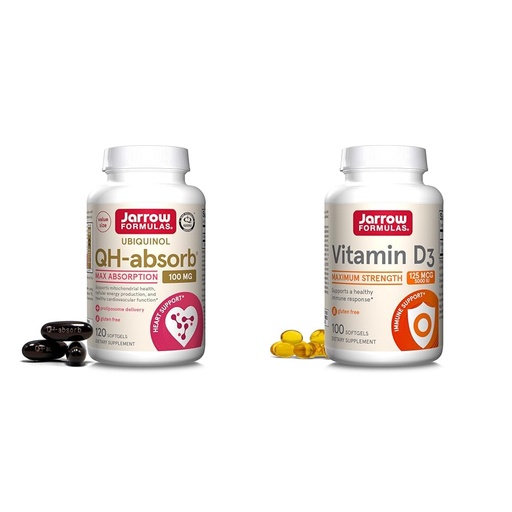 [BRSRAZYRB57RA2D3] Jarrow Formulas Ubiquinol 100mg 120 Softgels & Vitamin D3 125mcg 100 Softgels Cardiovascular and Immune Support