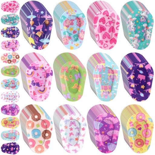 [BRSROZDYBEBQOYL7] 60 Pcs Adhesive Kids Eye Patches for Girls Toddler Eye Patches Bulk Breathable Material, Light Blocking Cotton Colorful and Fun Designs Adhesive Bandages for Girls, 12 Styles