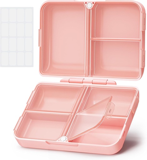 [BRSRAYD4AR6WAD33] AUVON Daily Pill Organizer Fit with Your Purse or Pocket, Compact Travel Pill Box Case with Slim Folding Design and Long-Lasting Hinges to Hold Vitamin, Fish Oil, Supplement or Jewelry(Pink)