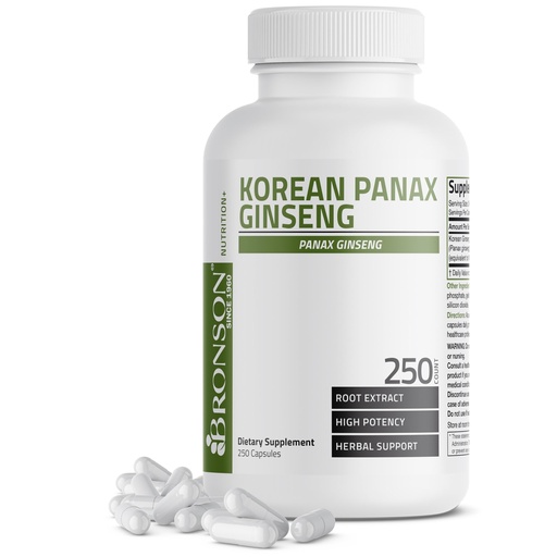 [BRSWYCAQBANGCCDL] Bronson Korean Panax Ginseng Supports Energy, Endurance & Vitality + Memory and Mental Performance, 250 Capsules
