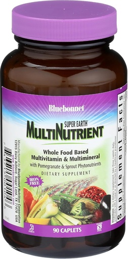 [BRSWIYT7BIABECQ5] Bluebonnet Nutrition Super Earth* MultiNutrient Formula (Iron Free), for Daily Nutritional Support*, Gluten-Free, Kosher Certified, Dairy Free, Vegetarian Friendly, 90 Caplets, 30 Servings