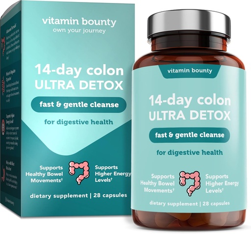 [BRSWGFA7CR6GMFLZ] Vitamin Bounty 14-Day Colon Ultra Detox Cleanse - Gentle Colon Cleanse, Colon Cleanser Detox, Soothing Gut Cleanse, Support Gut Health and Regular Bowel Movements, Digestive Health - 28 Capsules