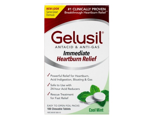 [BRSWIAIQCIGWE3DE] Gelusil Antacid, Anti-Gas Chewable Tablets, Mint 100 ea