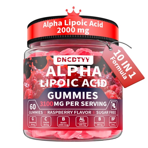 [BRSREBL5DF7RECQ4] Alpha Lipoic Acid Gummies 2000mg Triple Strength Neuropathy Supplements - Liposomal ALA Complex for Brain & Liver & Skin and Nerve* Support, Sugar Free, 60 Counts, Raspberry Flavor