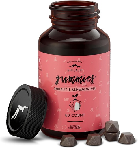 [BRSRAZA5A4CRGHLG] Pure Himalayan Shilajit Gummies, Sugar-Free, 85+ Trace Minerals & Fulvic Acid for Energy, Metabolism & Immune Support, Shilajit for Men & Women, Ashwaghanda Gummies (60 Count)