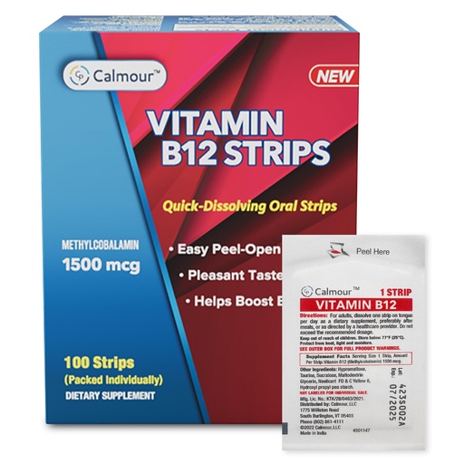 [BRSROZA3OBYRS2AV] Vitamin B12 Strips 100 Pack | Easy Oral Dissolvable Mint Flavored Strips | 1500 mcg Strips | Vit B12 Dissolve under Tongue | Methylcobalamin B-12 Vitamin Formula | Vegan Friendly & Gluten Free