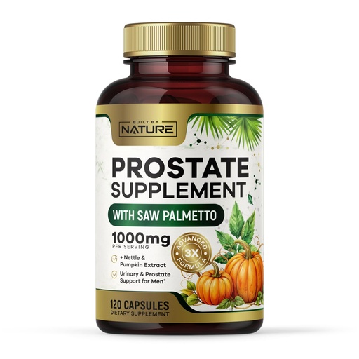 [BRSRABDYO5YGCFLP] Built by Nature Prostate Supplement with Saw Palmetto - Advanced 3X Formula + Stinging Nettle and Pumpkin Seed Extract – Urinary and Prostate Health Support for Men - 120 Capsules