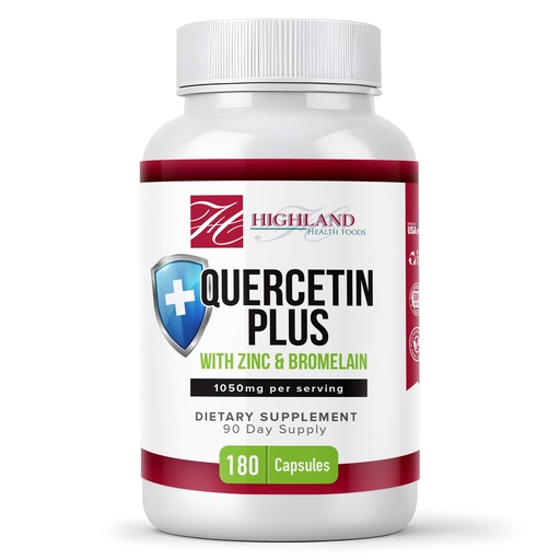 [BRSRGFQDBVYWOF3U] Quercetin Plus Bromelain and Zinc 180 Capsules - Immune Support Supplement for Adults, Teens, Seniors - Quercetin with Bromelain for Immune Support