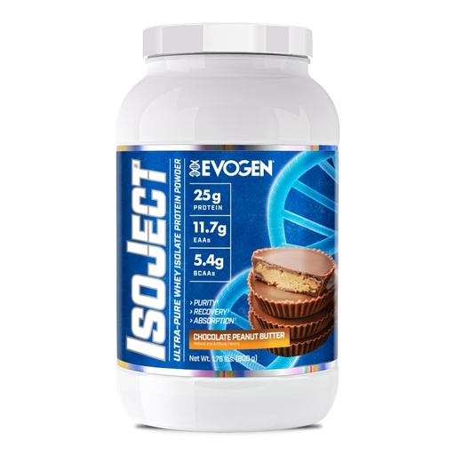 [BRSRAHD2DINAM3AY] Evogen Isoject - Whey Protein Isolate | Ultra-Pure Whey Protein Powder with Ignitor Enzymes, BCAAs, and EAAs | Enhanced Absorption & Recovery | Chocolate Peanut Butter | 25 Servings