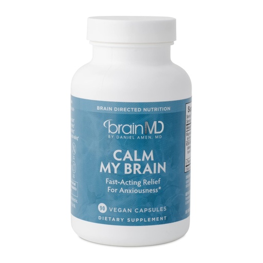 [BRSW2BIRCB6AECA2] BRAINMD Dr Amen Calm My Brain - 90 Vegan Capsules - Fast-Acting Formula with Magnesium, Ashwagandha & L-Theanine - 30 Servings