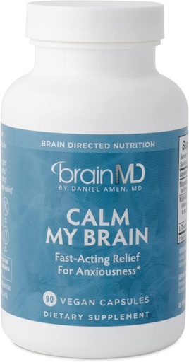[BRSW2BIRCB6AECA2] Dr Amen BrainMD rolig min hjerne - 90 Vegan Capsules - Raskvirkende formel med magnesium, Ashwagandha & L-Theanine - 30 Services
