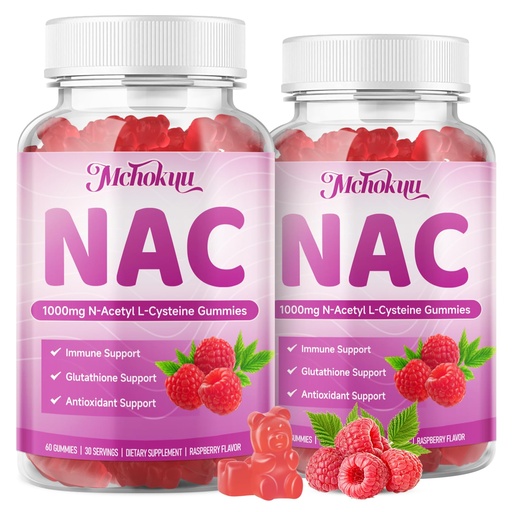 [BRSRGFAKBV5RUDI4] NAC Gummies for Adults & Kids 1000mg Per Serving, NAC Supplement N-Acetyl Cysteine for Immune, Glutathione & Antioxidant Support, Sugar-Free Vegan Raspberry Flavor, 120 Gummies
