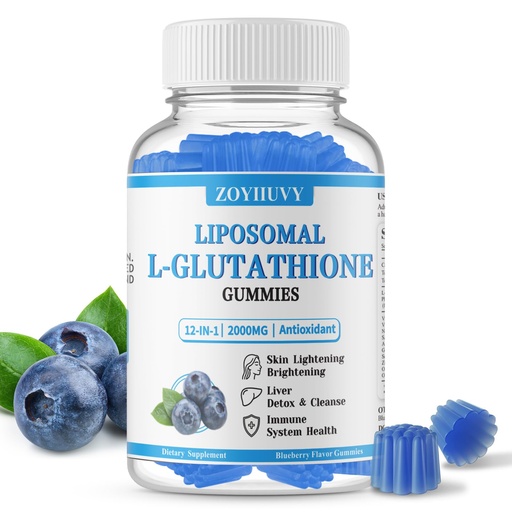 [BRSRGCT6AEIBAYLH] Liposomal Glutathione Gummies 2000mg, High Absorption Glutathione Supplement with NAC, Vitamin C, Milk Thistle for Skin Health, Liver Detox & Immune, Vegan, Sugar Free, Blueberry Flavor, 60 Count
