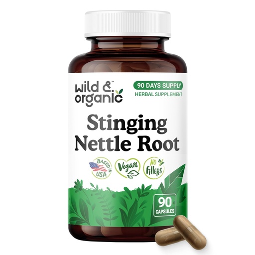 [BRSRAHA3BMDW2AD4] Wild & Organic Stinging Nettle Root Capsules - Urinary Support Supplement for Men & Women - 10:1 Stinging Nettle Root Extract - 90 Vegan Capsules - 90 Days Supply - Gluten-Free, No Fillers