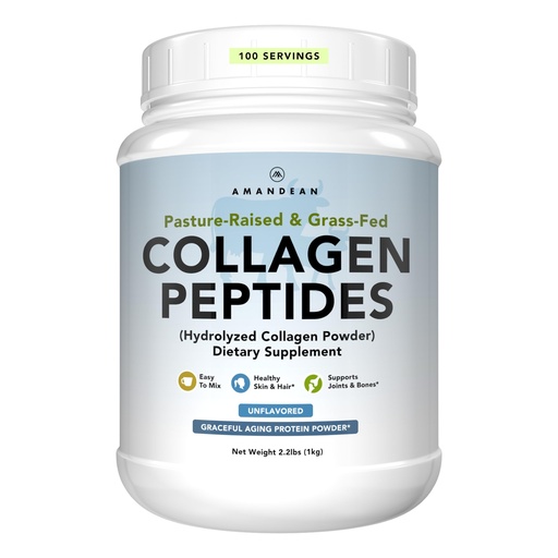 [BRSWKFA4DJ7AGGD4] AMANDEAN Collagen Peptides Powder 1kg. Grass-Fed, Enzymatically Hydrolyzed, Type 1 & 3. Agglomerated, Easy to Mix, Unflavored, Non-GMO. Protein with 18 Amino Acids for Healthy Skin, Hair, Nails.