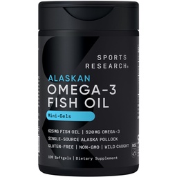 Omega-3 Fish Oil Minis from Wild Alaska Pollock, 120 Count Softgels | Easy to Swallow Mini-Softgel, Always Fresh Never Fishy, 690mg EPA 260mg DHA per Softgel, MSC Certified Sustainable, Non-GMO